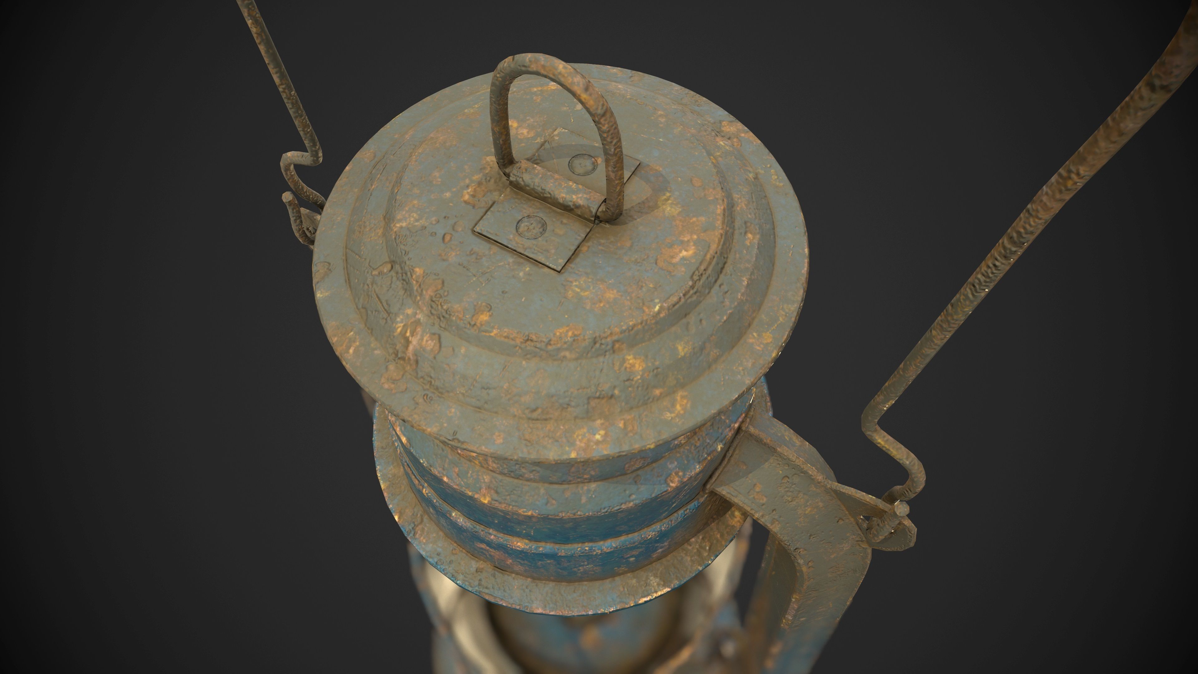 Old Rusty Oil Lantern Low-poly 3D model_12