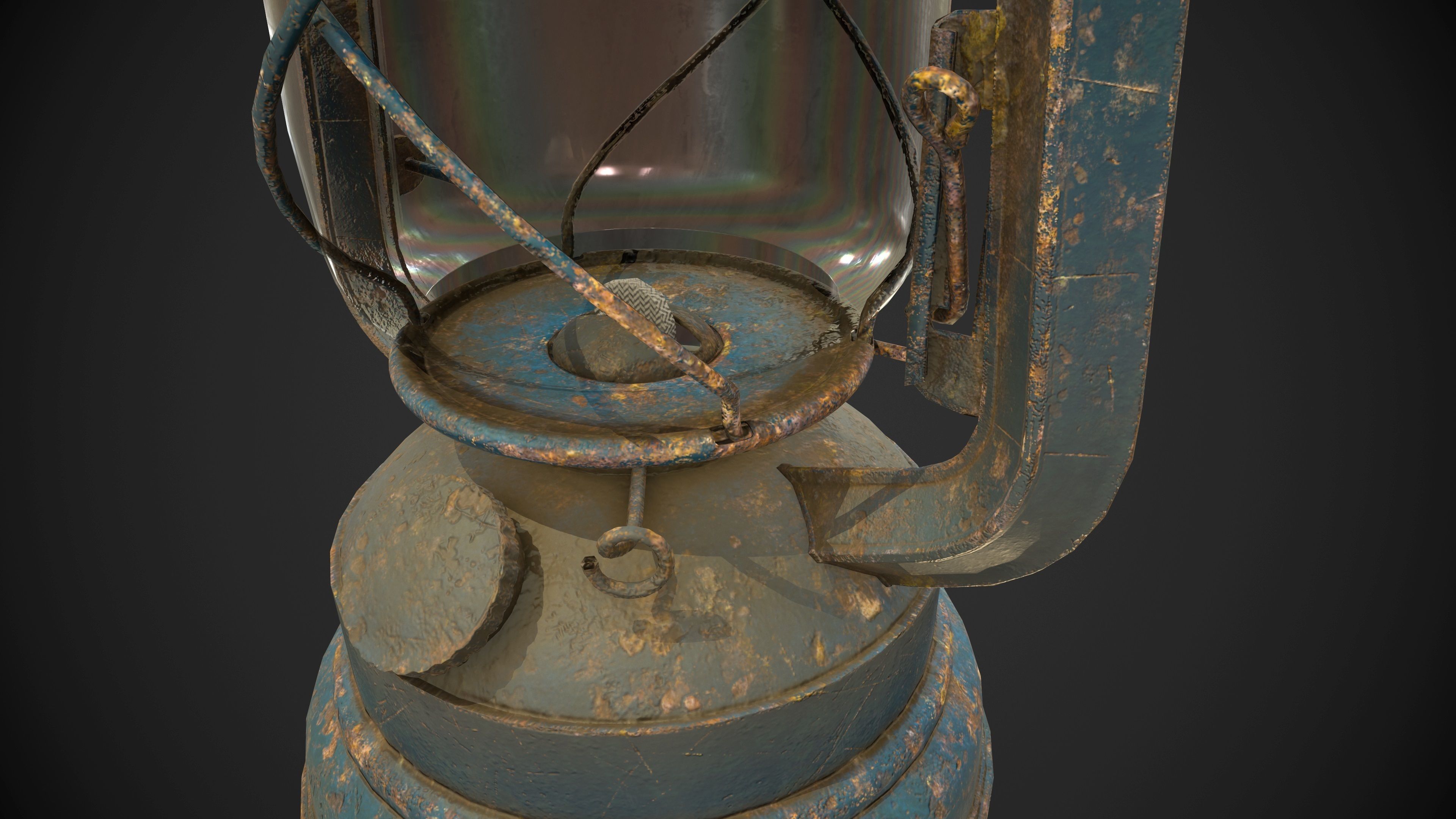Old Rusty Oil Lantern Low-poly 3D model_11