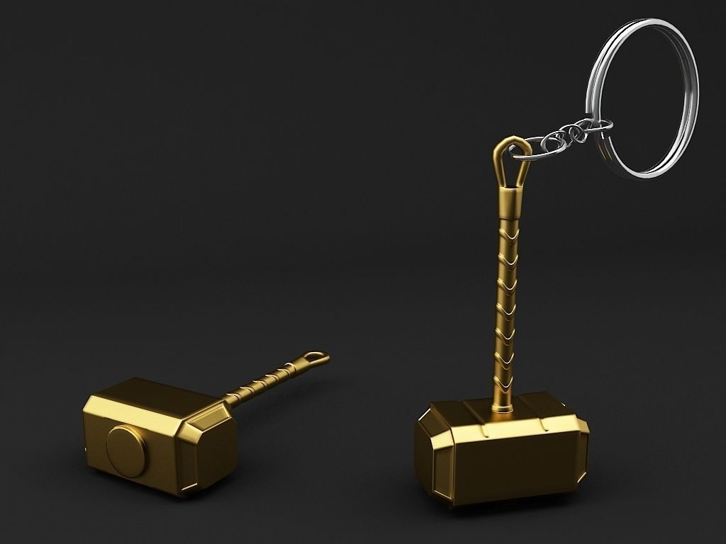 Hammer Key chain 3D print model_6