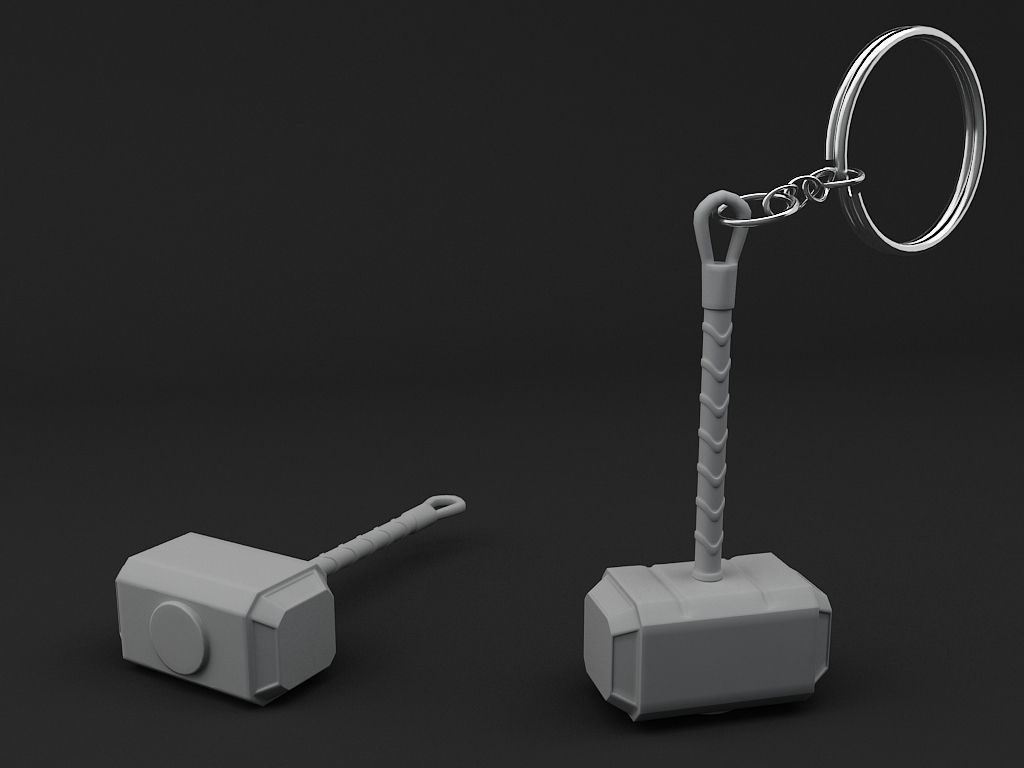 Hammer Key chain 3D print model_3