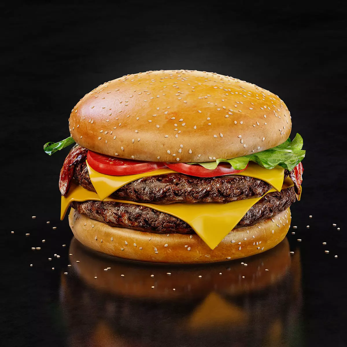 Double Cheeseburger HQ 3D model_0