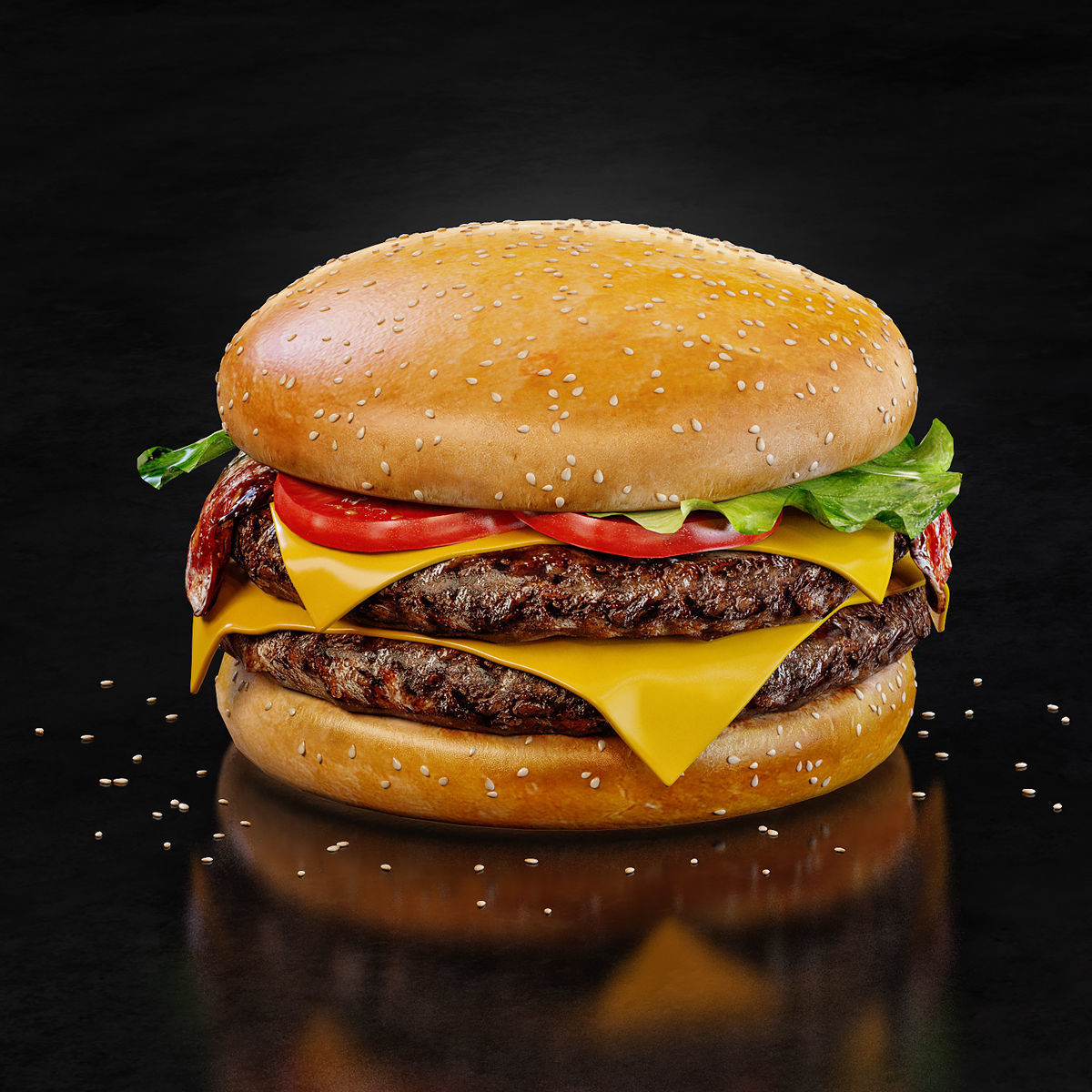 Double Cheeseburger HQ 3D model_0
