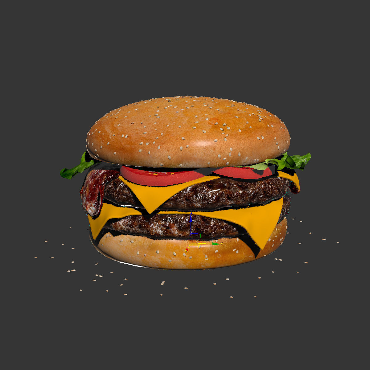 Double Cheeseburger HQ 3D model_6