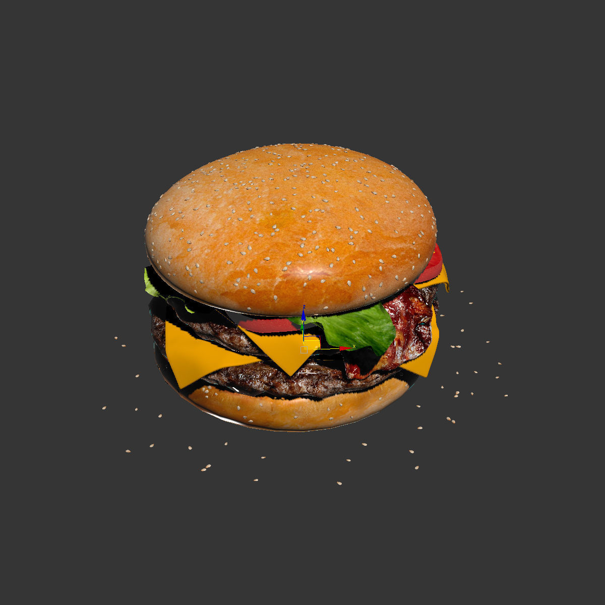 Double Cheeseburger HQ 3D model_8