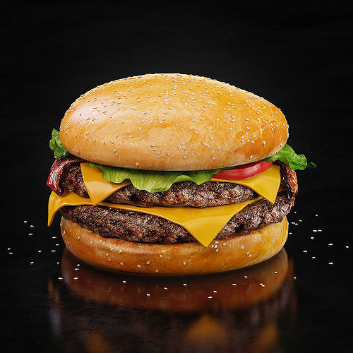 Double Cheeseburger HQ 3D model 3