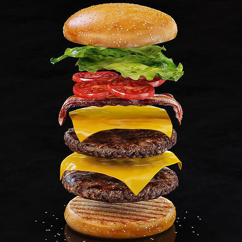 Double Cheeseburger HQ 3D model 4