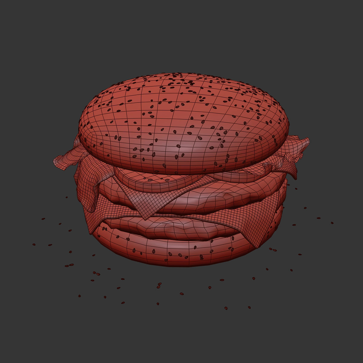 Double Cheeseburger HQ 3D model_5