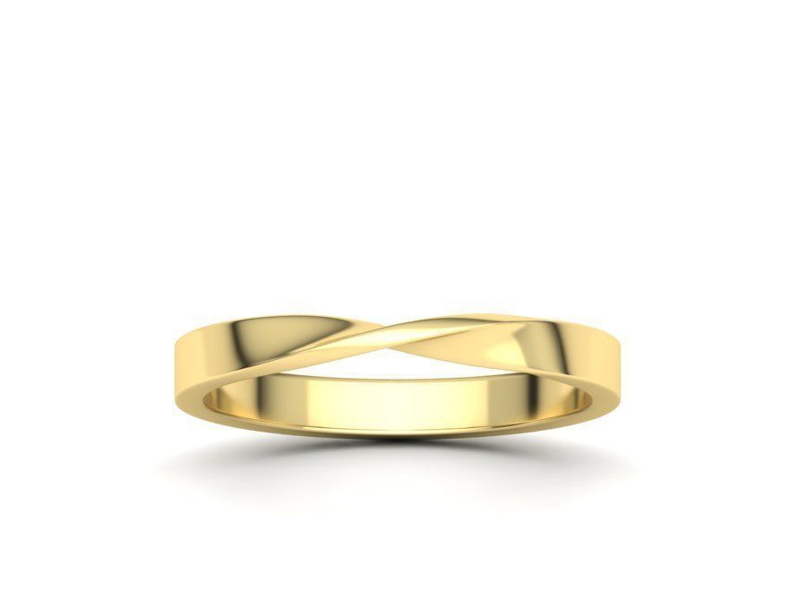 Mobius Wedding Ring 3mm wide band 3dmodel  3D print model_3