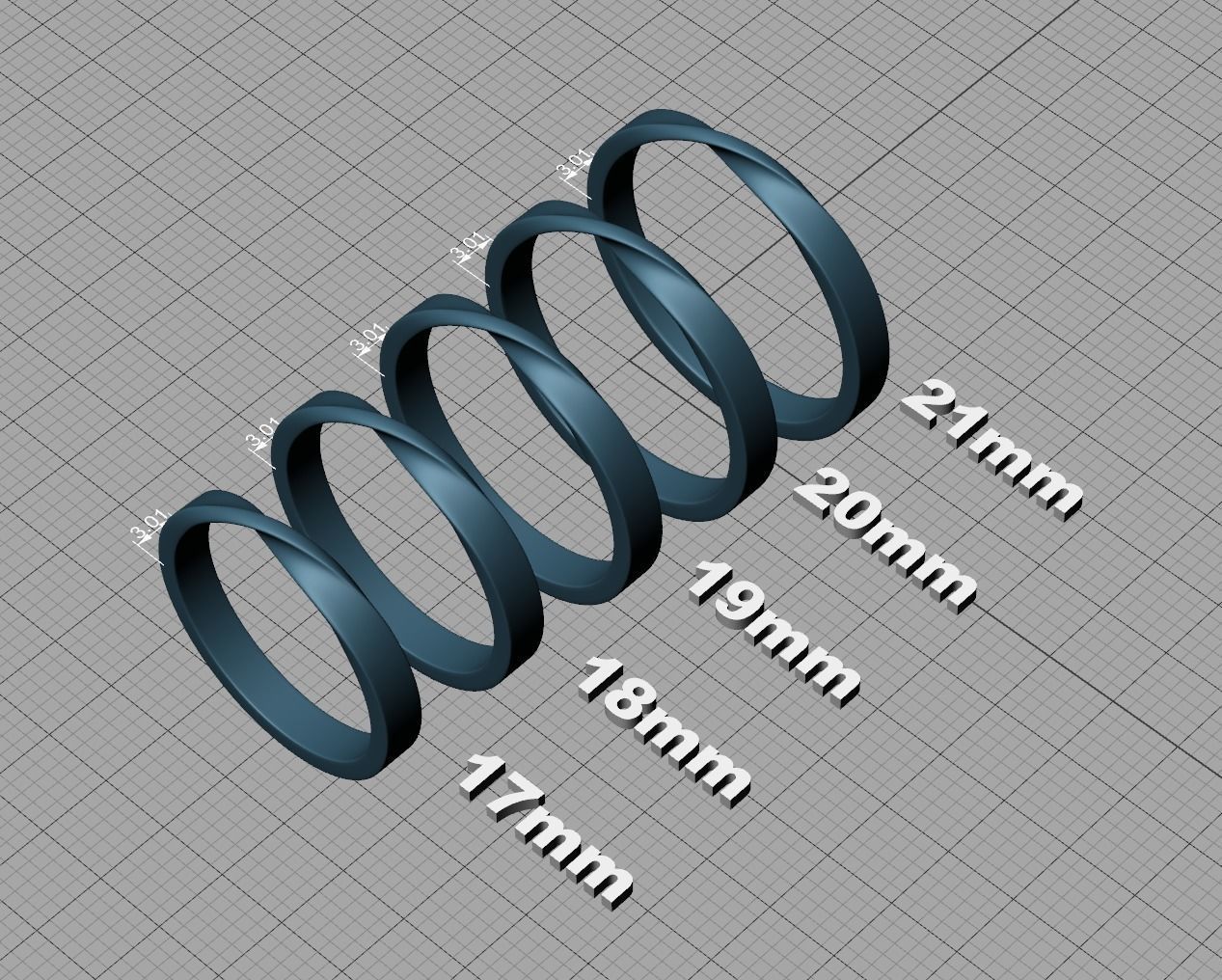 Mobius Wedding Ring 3mm wide band 3dmodel  3D print model_11