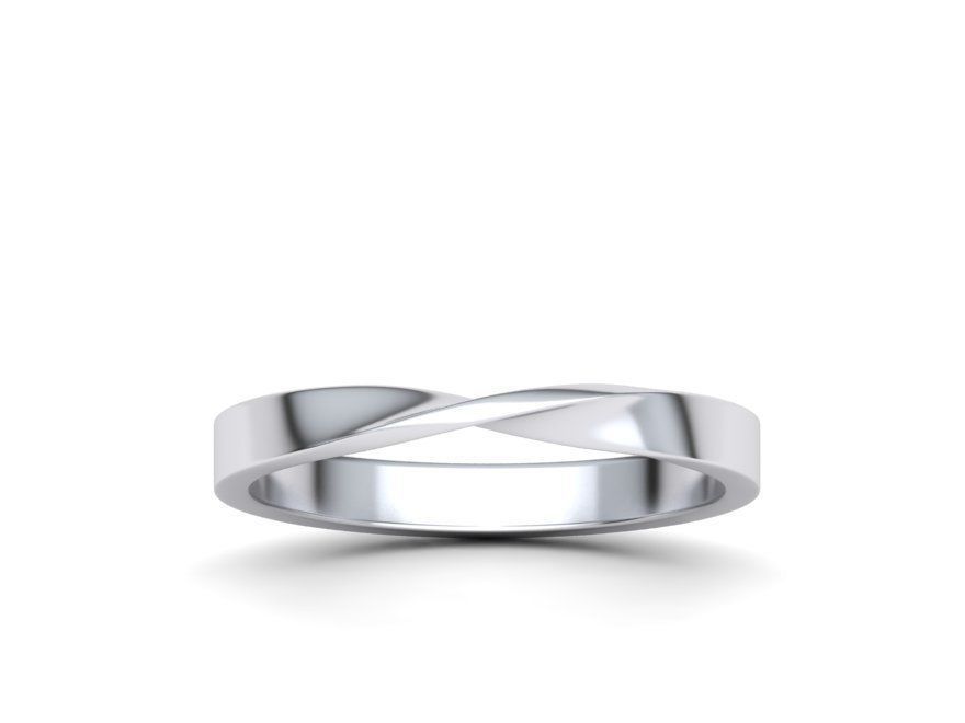 Mobius Wedding Ring 3mm wide band 3dmodel  3D print model_2