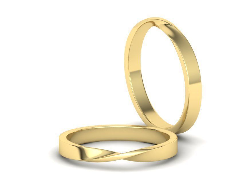 Mobius Wedding Ring 3mm wide band 3dmodel  3D print model_4