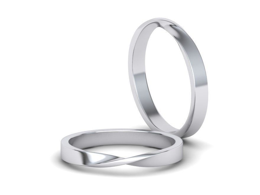 Mobius Wedding Ring 3mm wide band 3dmodel  3D print model_5