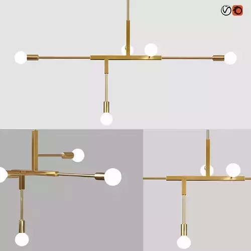 Light-12 modern brass chandelier 3D model