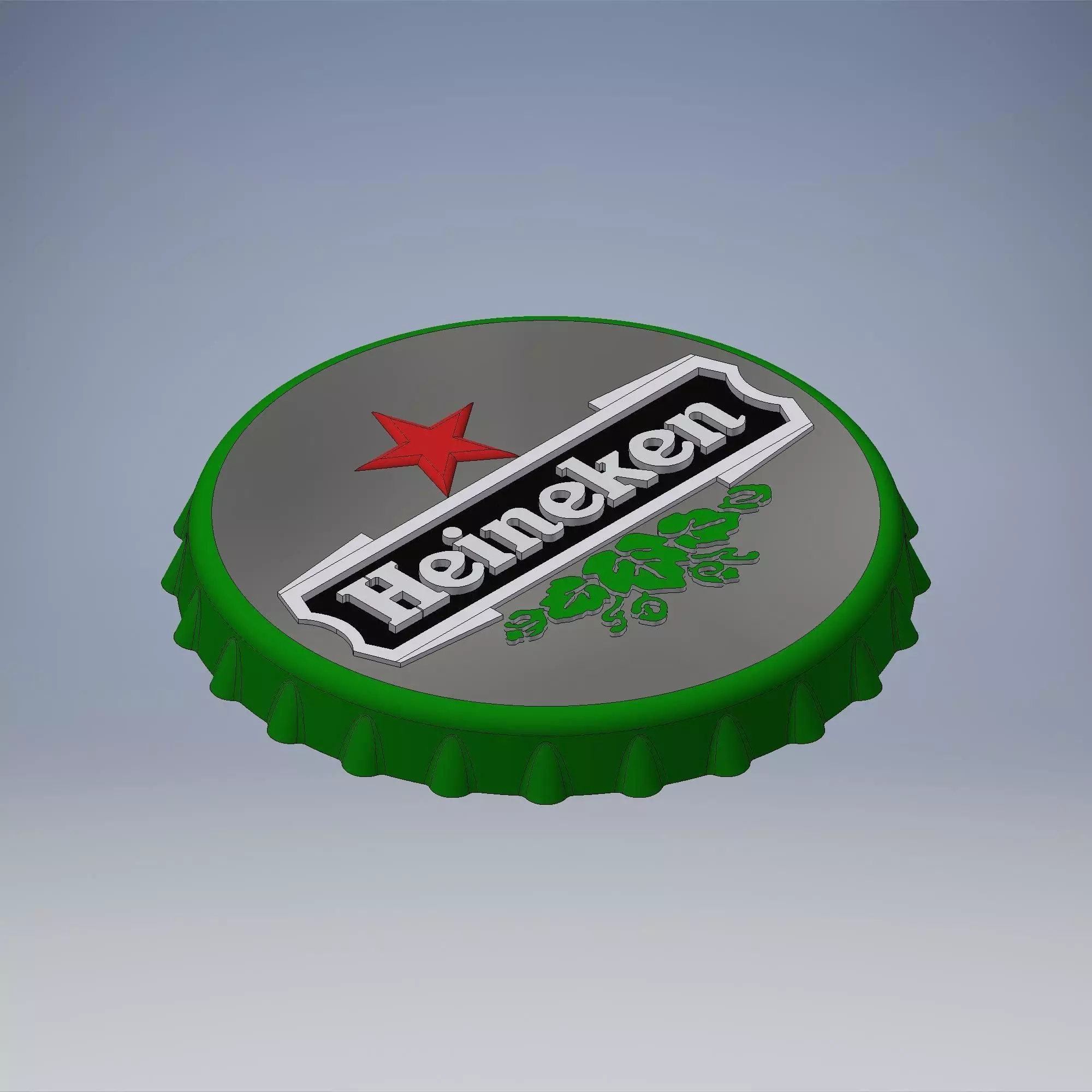 Heineken Bottle cap bar wall 3D print model_0