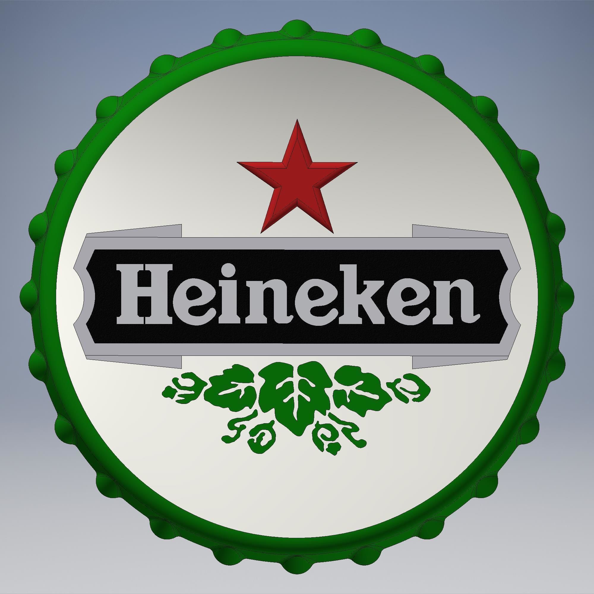 Heineken Bottle cap bar wall 3D print model_2