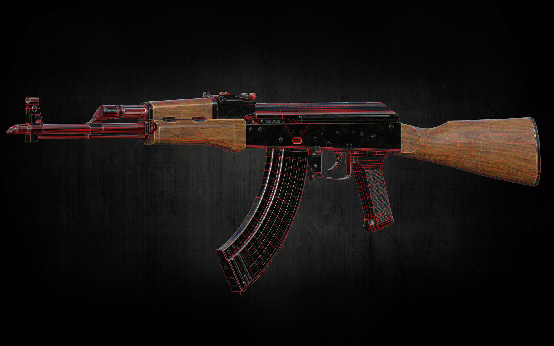  AK 47  low poly Game ready  model Low-poly 3D model_3