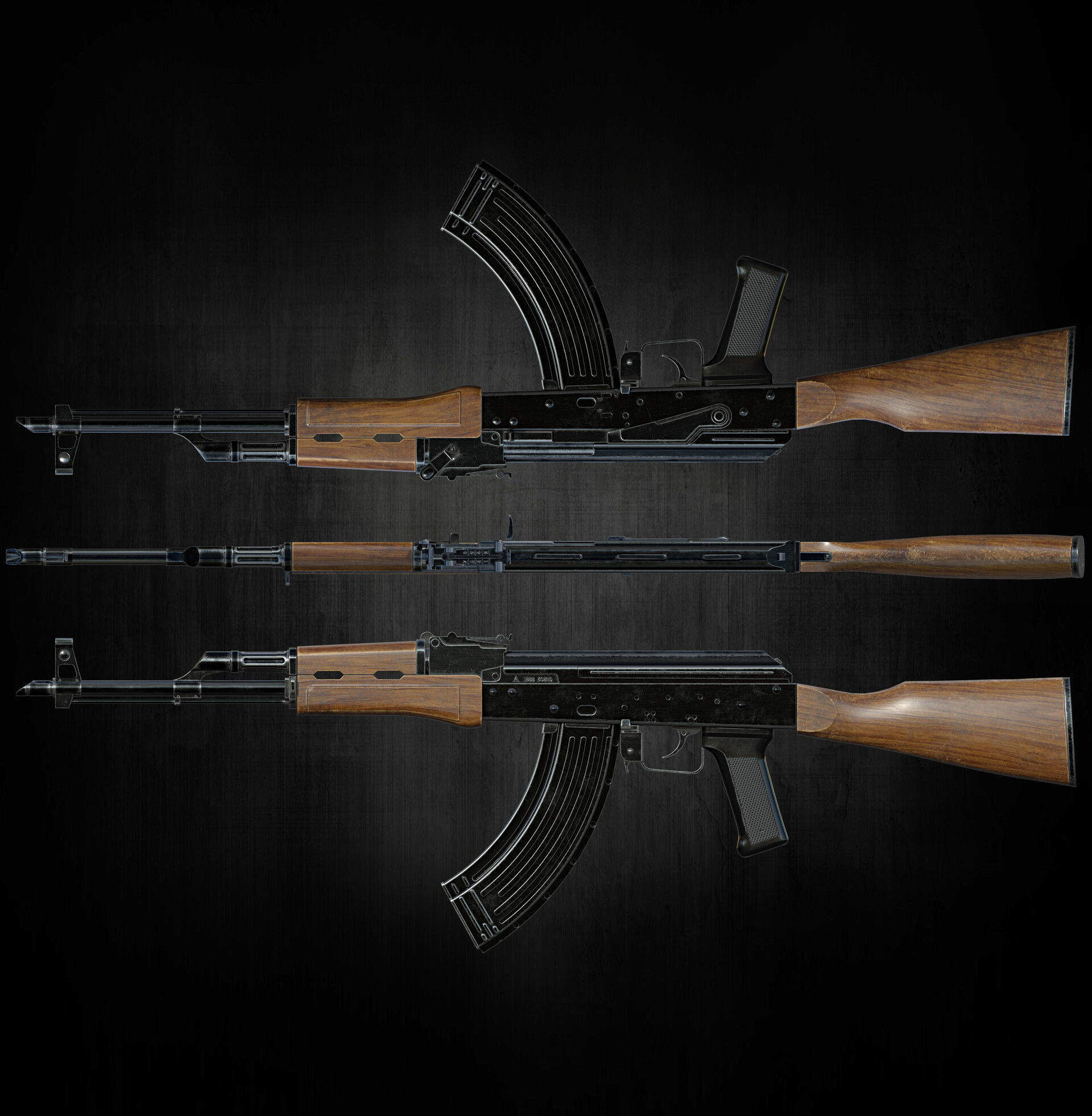  AK 47  low poly Game ready  model Low-poly 3D model_2