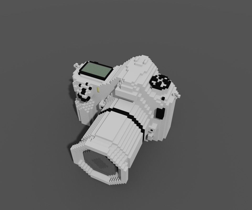 Voxel Digital Camera DSLR Low-poly 3D model_4