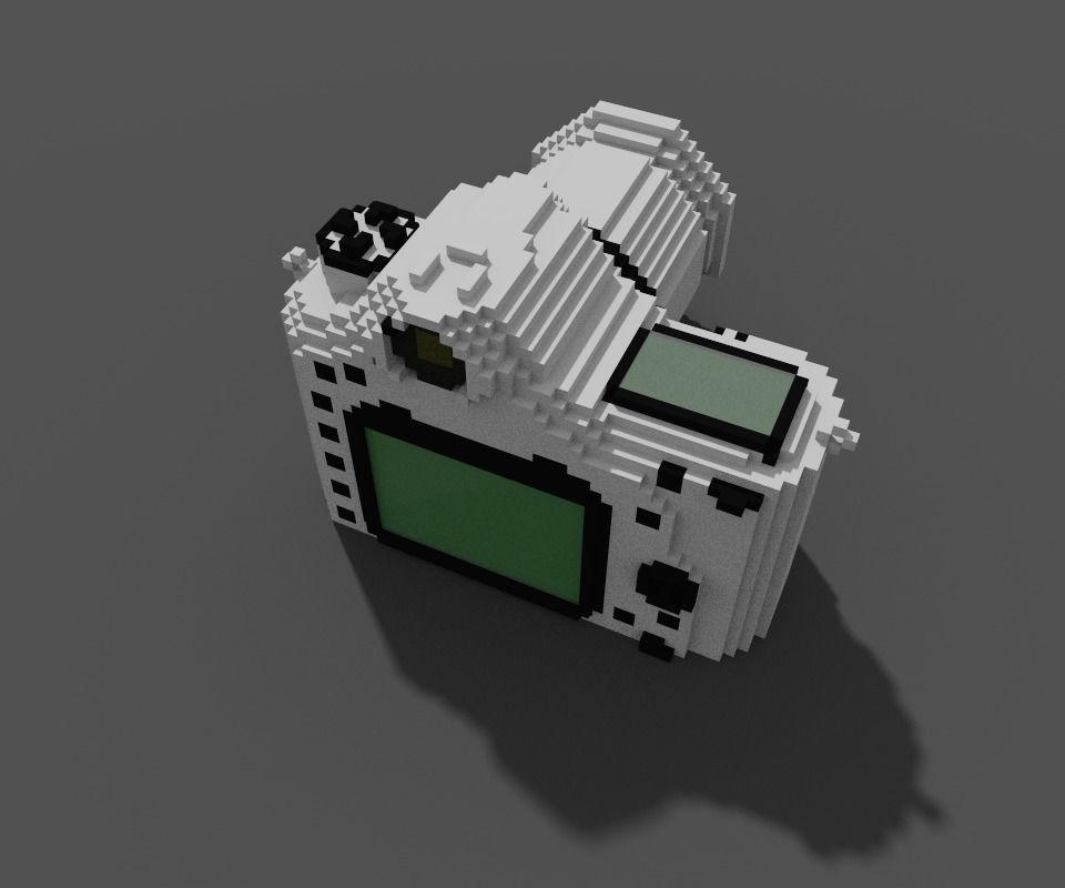 Voxel Digital Camera DSLR Low-poly 3D model_5