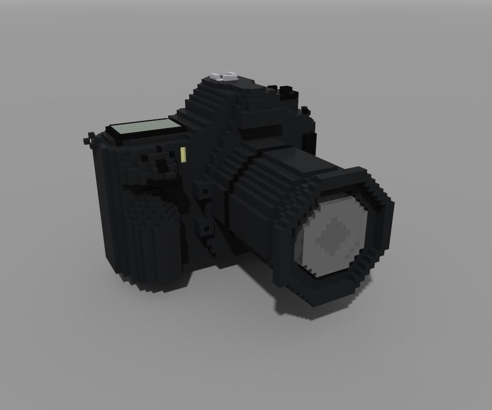 Voxel Digital Camera DSLR Low-poly 3D model_1