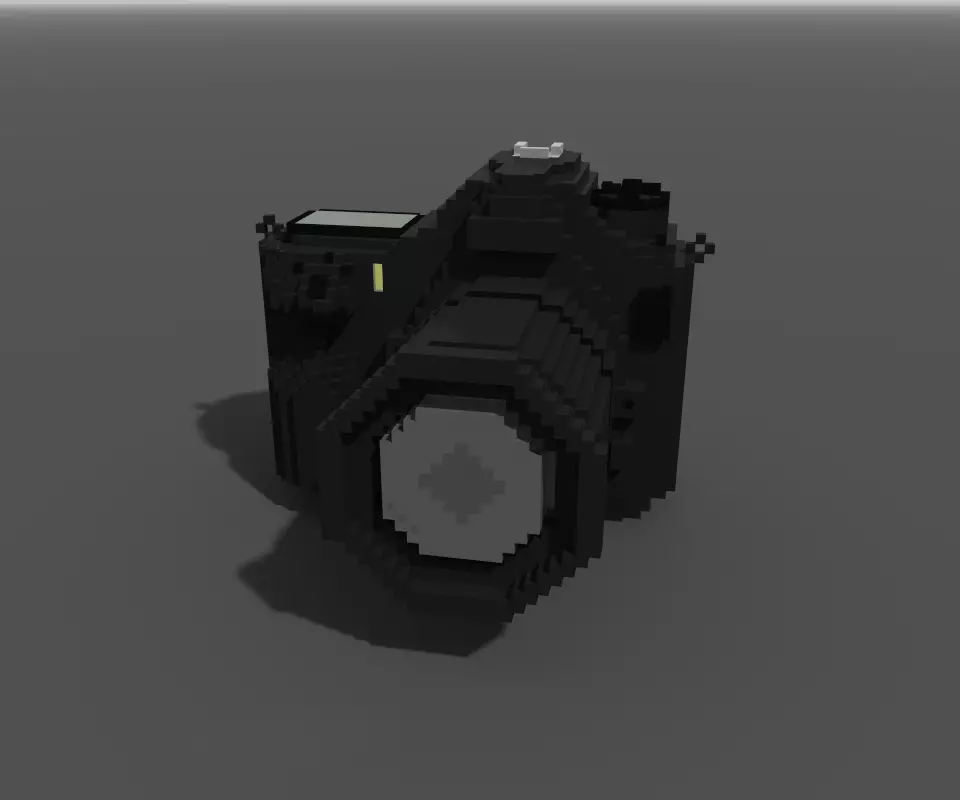 Voxel Digital Camera DSLR Low-poly 3D model_0
