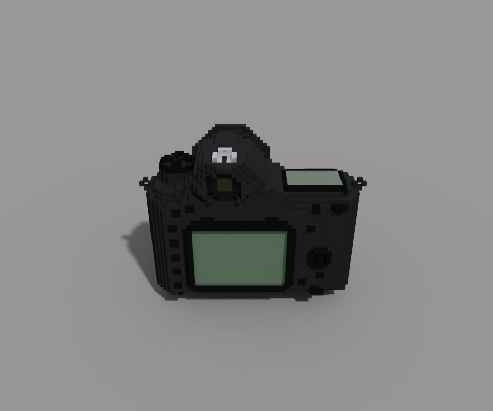 Voxel Digital Camera DSLR Low-poly 3D model_3