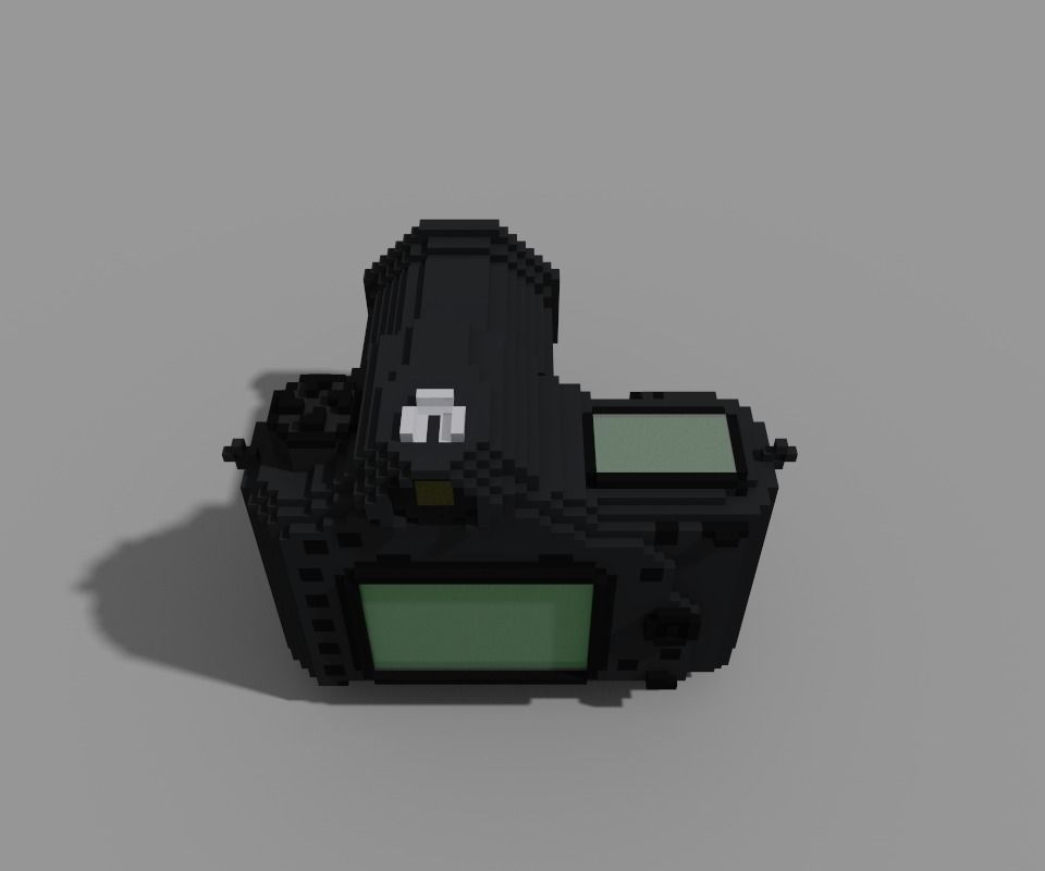 Voxel Digital Camera DSLR Low-poly 3D model_2