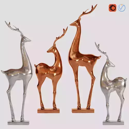Deer-statue-silver-cooper silver deer figurines