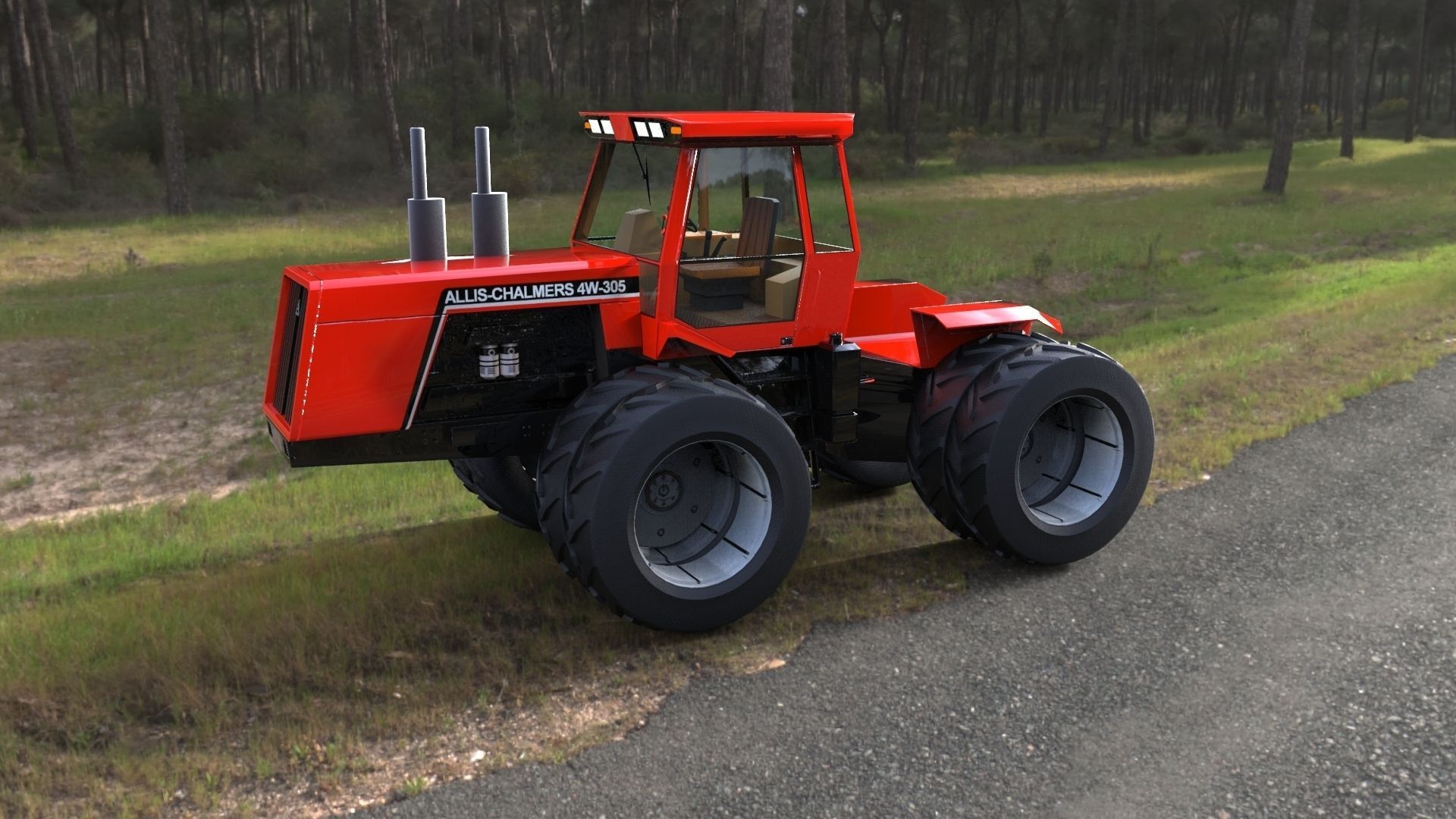 Allis-Chalmers 4W-305 Low-poly 3D model_4