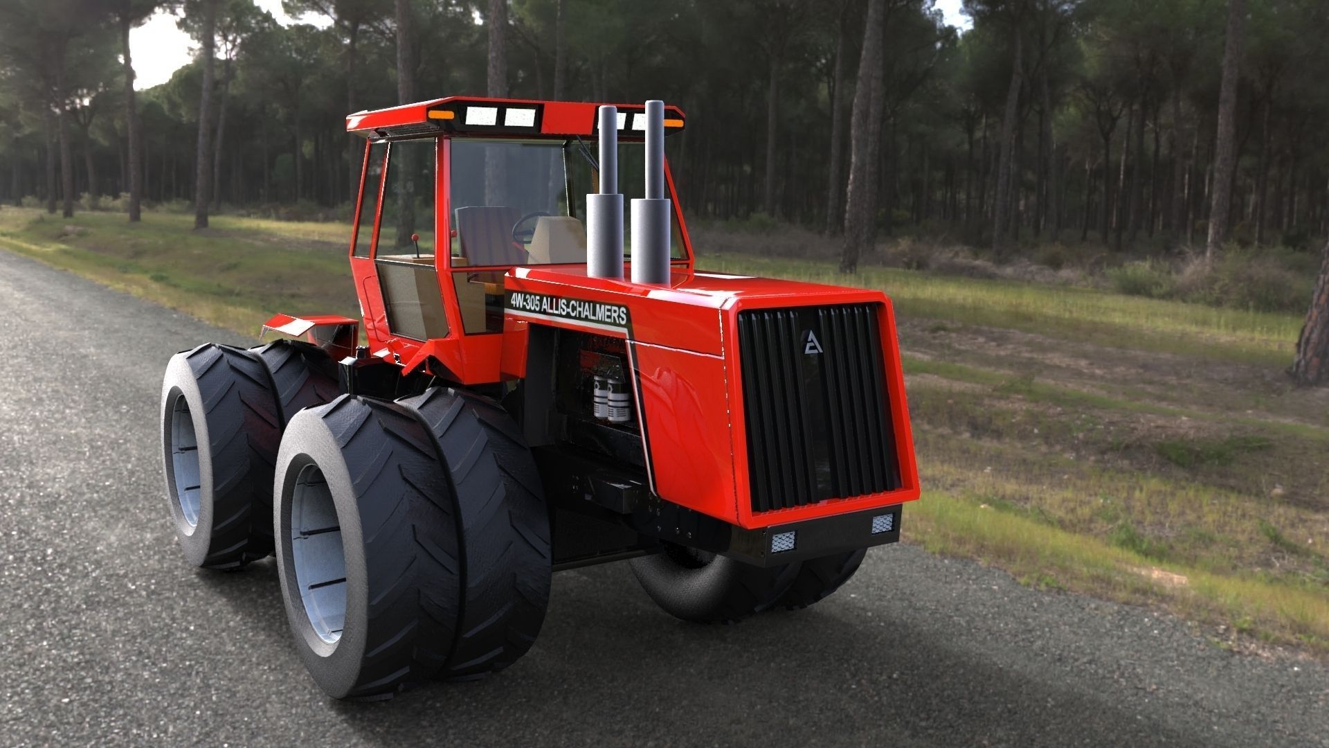 Allis-Chalmers 4W-305 Low-poly 3D model_5