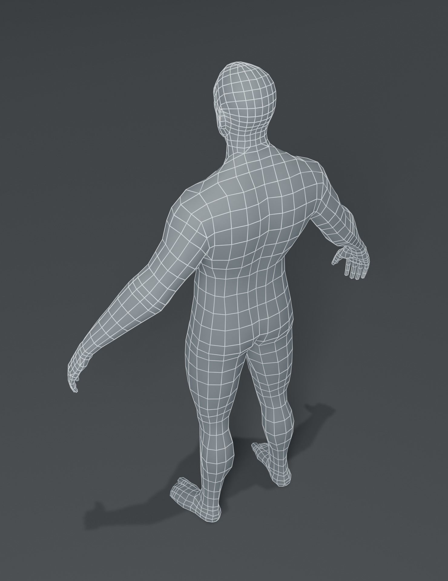 Male Body Base Mesh 3D Model Low-poly 3D model_19