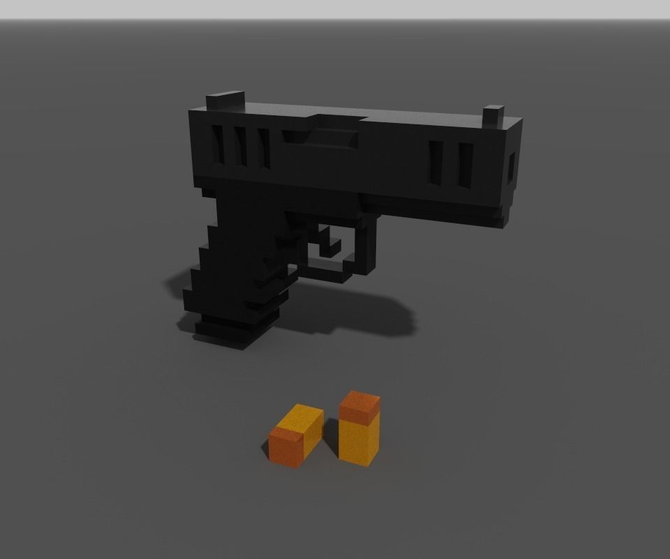 Voxel Gun Glock Low-poly 3D model_6