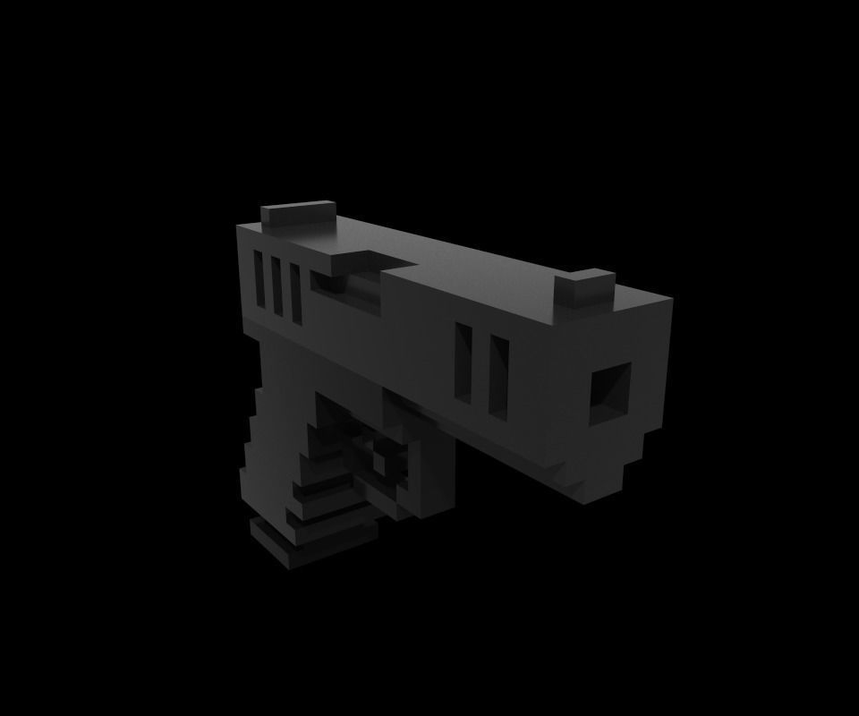 Voxel Gun Glock Low-poly 3D model_2