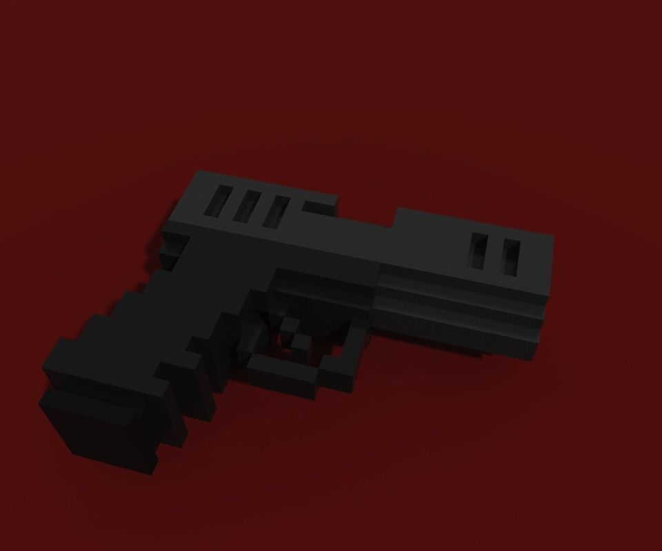 Voxel Gun Glock Low-poly 3D model_1