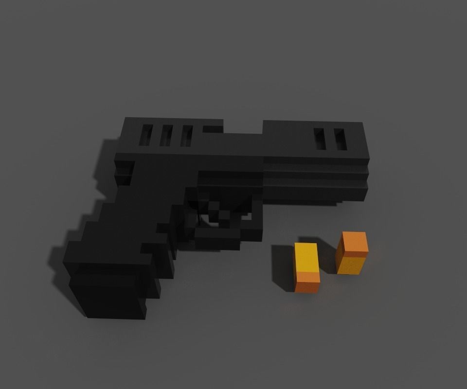 Voxel Gun Glock Low-poly 3D model_3