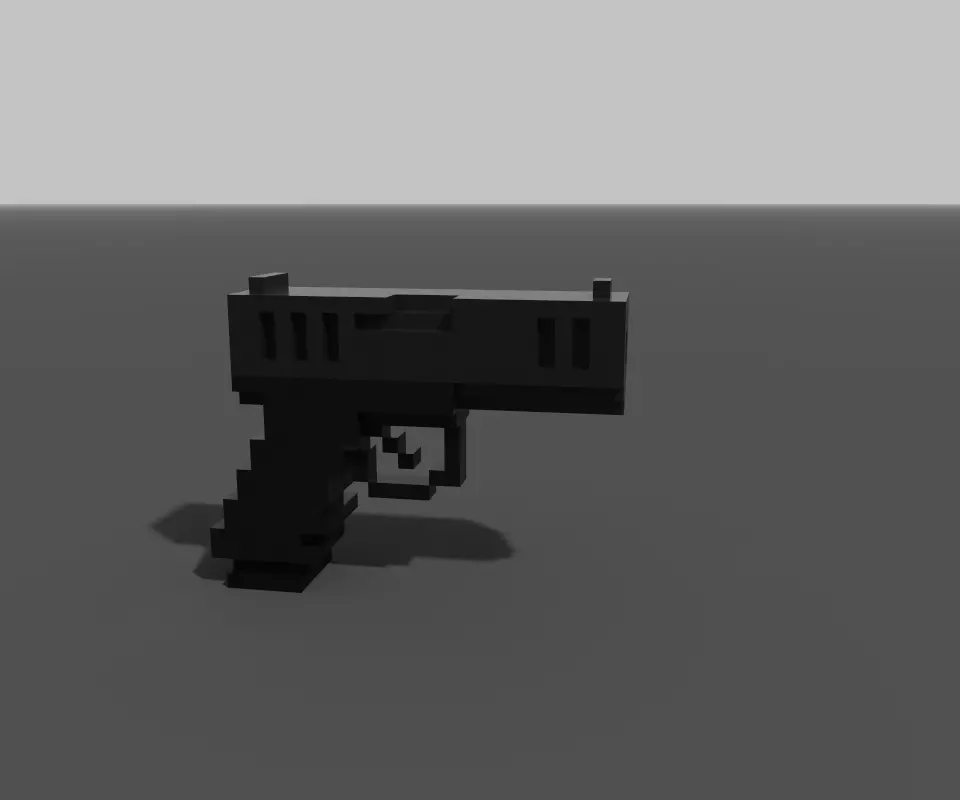Voxel Gun Glock Low-poly 3D model_0