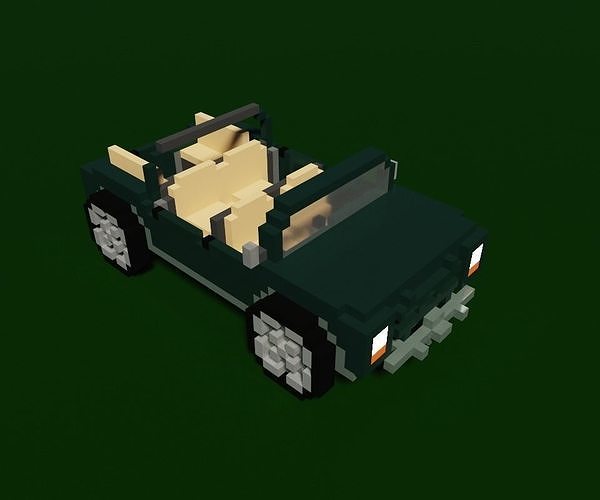 Voxel Jeep Low-poly 3D model