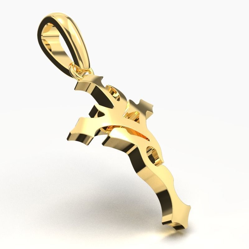 JESUS CROSS GOLD PENDANT 3D print model_4
