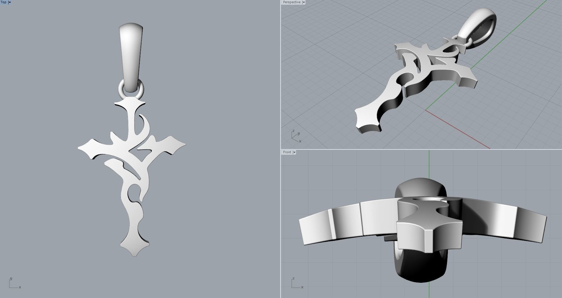 JESUS CROSS GOLD PENDANT 3D print model_6