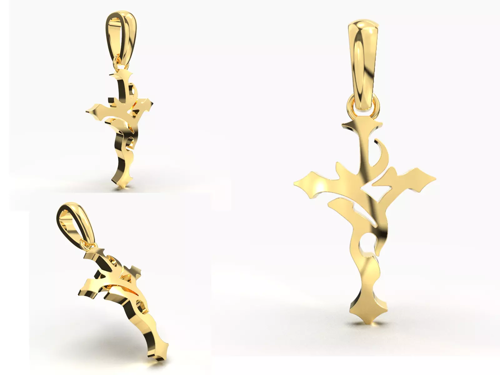 JESUS CROSS GOLD PENDANT 3D print model_0