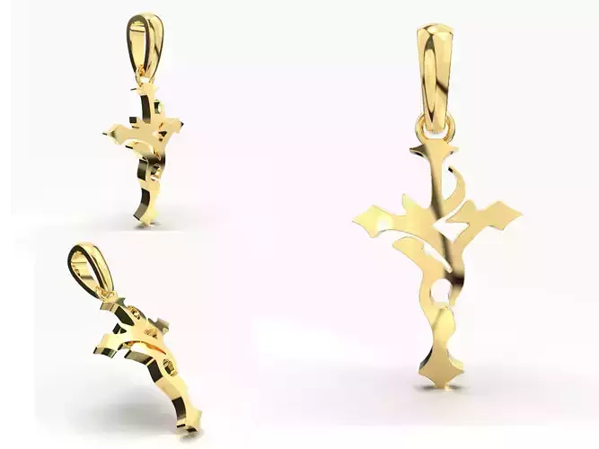 JESUS CROSS GOLD PENDANT 3D print model