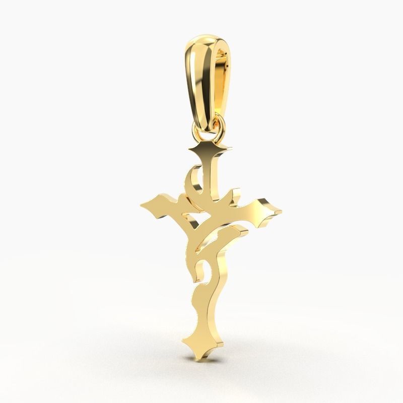 JESUS CROSS GOLD PENDANT 3D print model_2