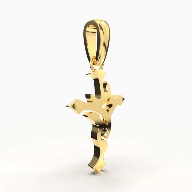 JESUS CROSS GOLD PENDANT 3D print model_5