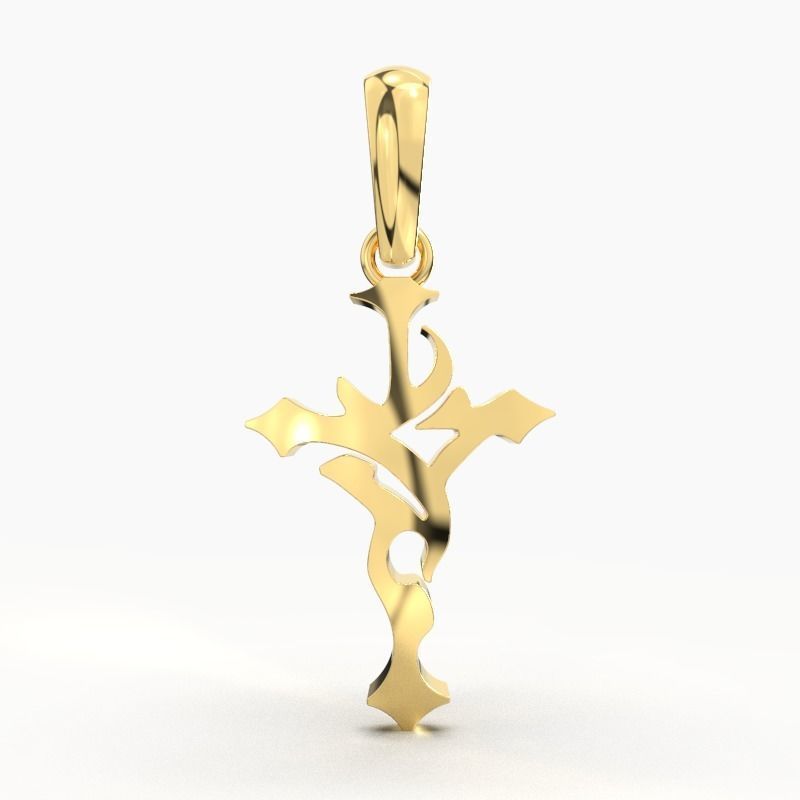 JESUS CROSS GOLD PENDANT 3D print model_1
