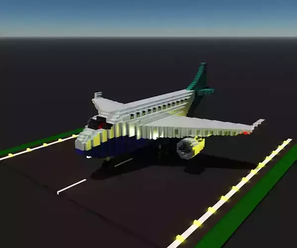 Voxel Airplane Low-poly 3D model