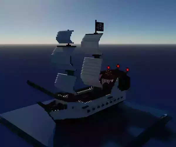 Voxel Pirate Ship Low-poly 3D model