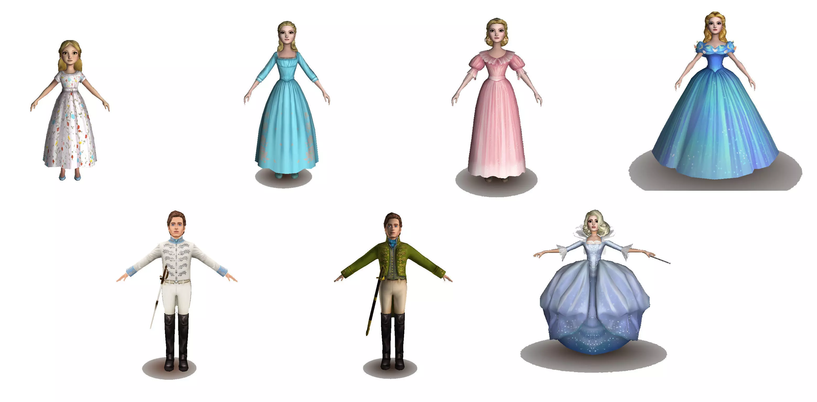 Collection Game ready cindere-lla pack Low-poly 3D model_0