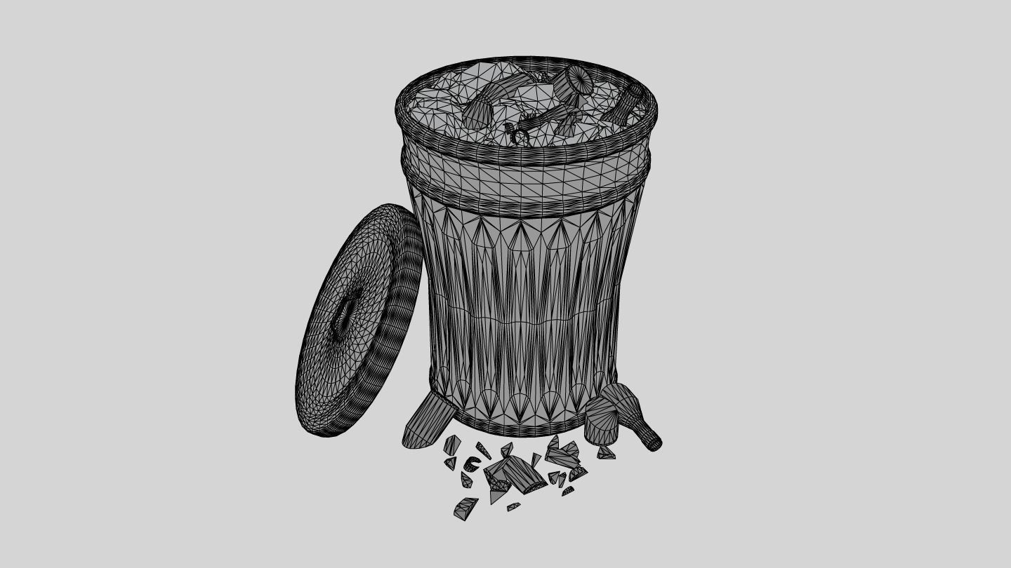 OutDoor Street Bin with Broken Glass - GAME READY Free low-poly 3D model_2