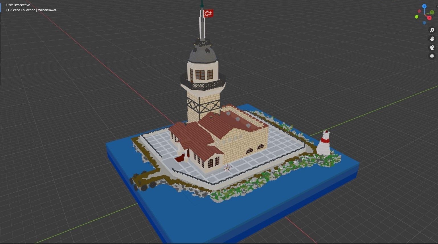 Voxel Maiden Tower Low-poly 3D model_8