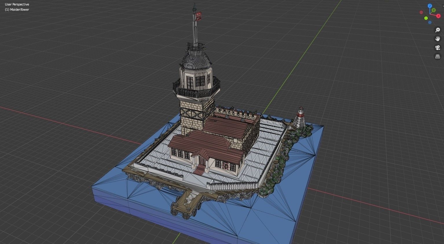 Voxel Maiden Tower Low-poly 3D model_9